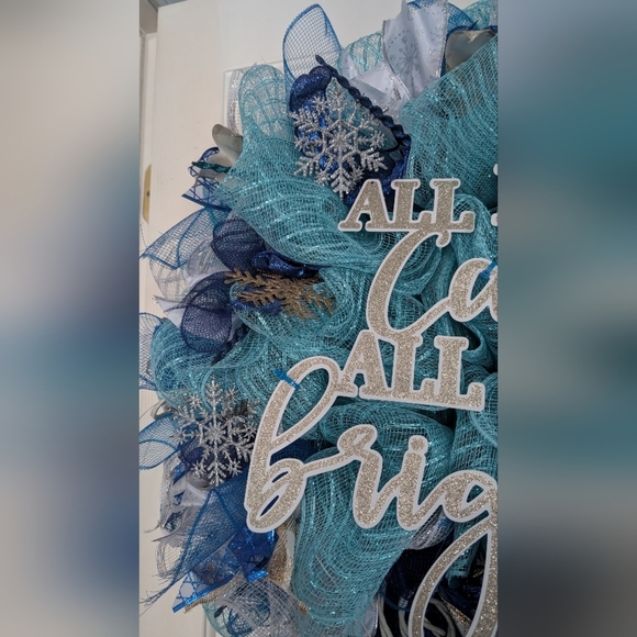 Handmade All Is Bright Holiday Decoration Wreath (EUC) - Picture 4 of 7